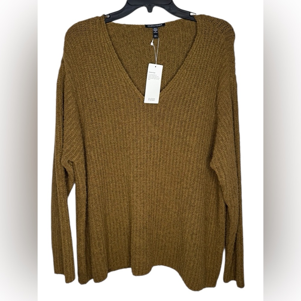 NWT EILEEN FISHER Organic-Cotton Fluff V-Neck
Sweater Sz L - Picture 3 of 6